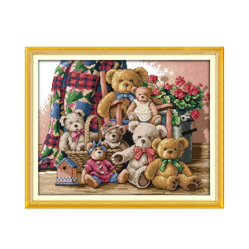 Bear club Набор для вышивания крестиком с животными мультяшная СЕМЬЯ DIY набор DMC цвет 18ct 14ct 11ct хлопковая нить вышивка рукоделие