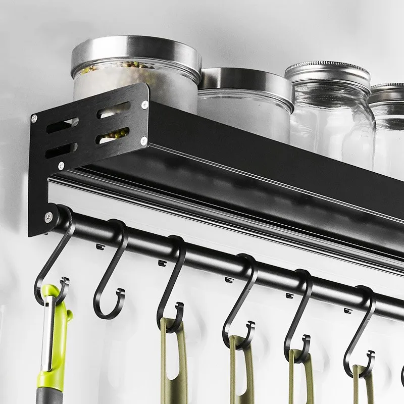 kitchen organizer storage wall mount spice racks aluminum shelves utensil spoon hanger hook kitchen gadgets accessories supplies free global shipping
