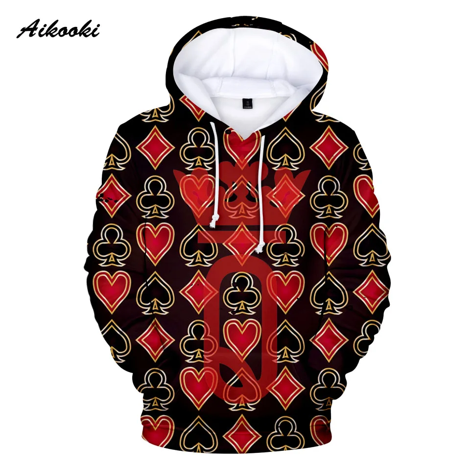 

KING QUEEN 3D Hoodies Men Women Autumn Winter Hot Fashion Sweatshirts Hoody 3D Funny Playing Cards Poker Hooded Pol Kids Tops