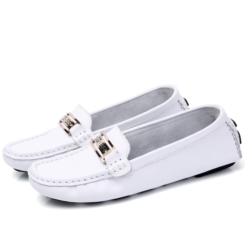 

Women Shoes Flats Soft Solid Color Top Quality and Factory Price Genuine Leather Rubber Outsole Business Dress Lady Loafers