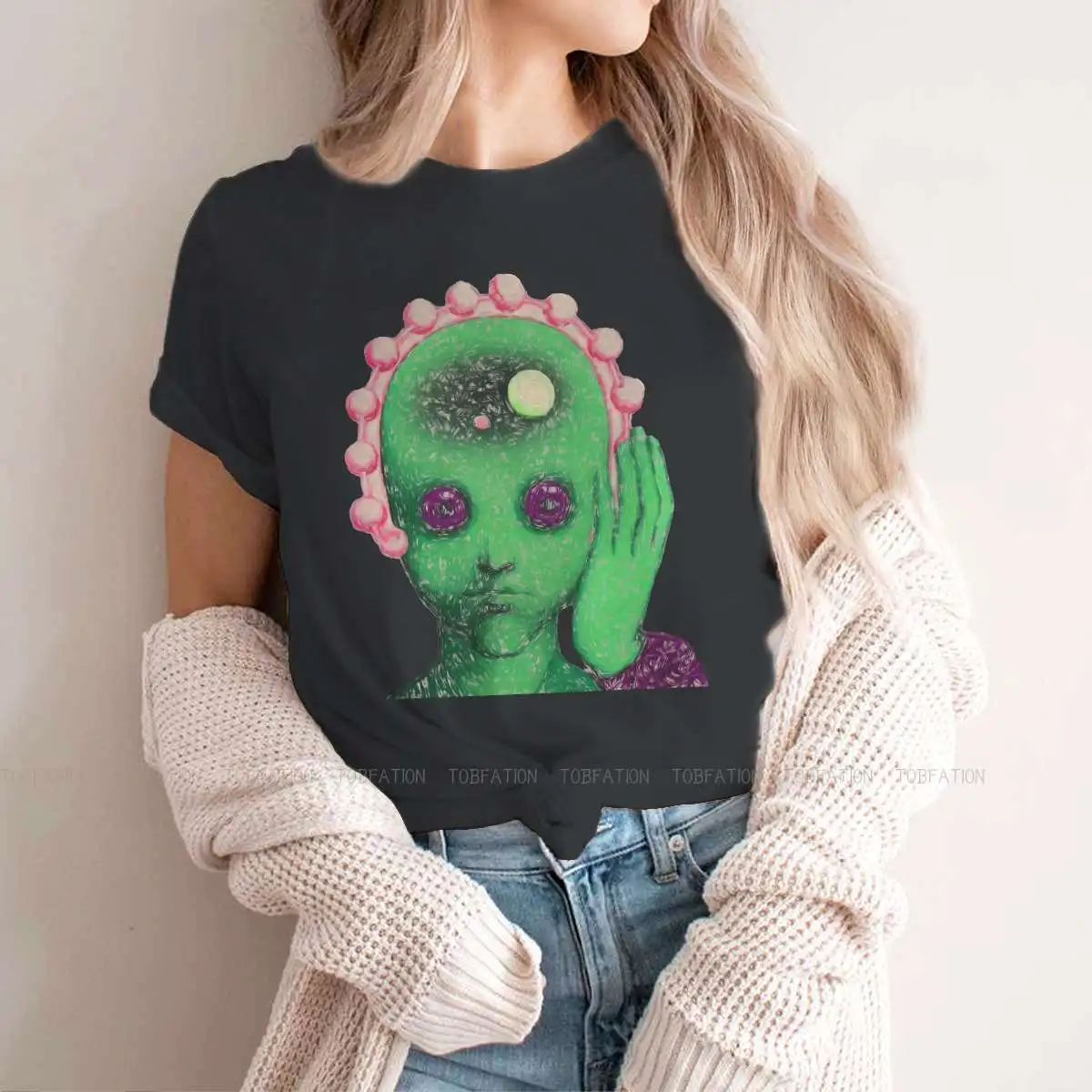 

Green Feminine Clothes Fantastic Planet Fiction Adventure France Cartoon Movie Oversized T-shirt Kawaii Vintage Female Clothing