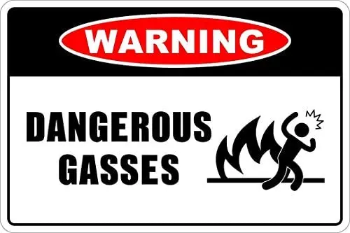 

Metal Sign Warning Dangerous Gases Metal Sign Home Cafe Bar Pub Retro Wall Decoration Man Cave 12X16 inch