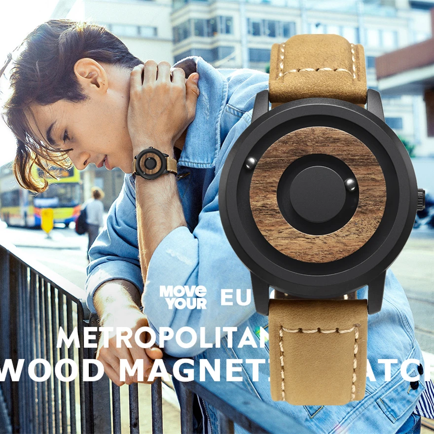 Топ бренд класса люкс EUTOUR Wood Feat безразмерный магнитный шар Мужские кварцевые