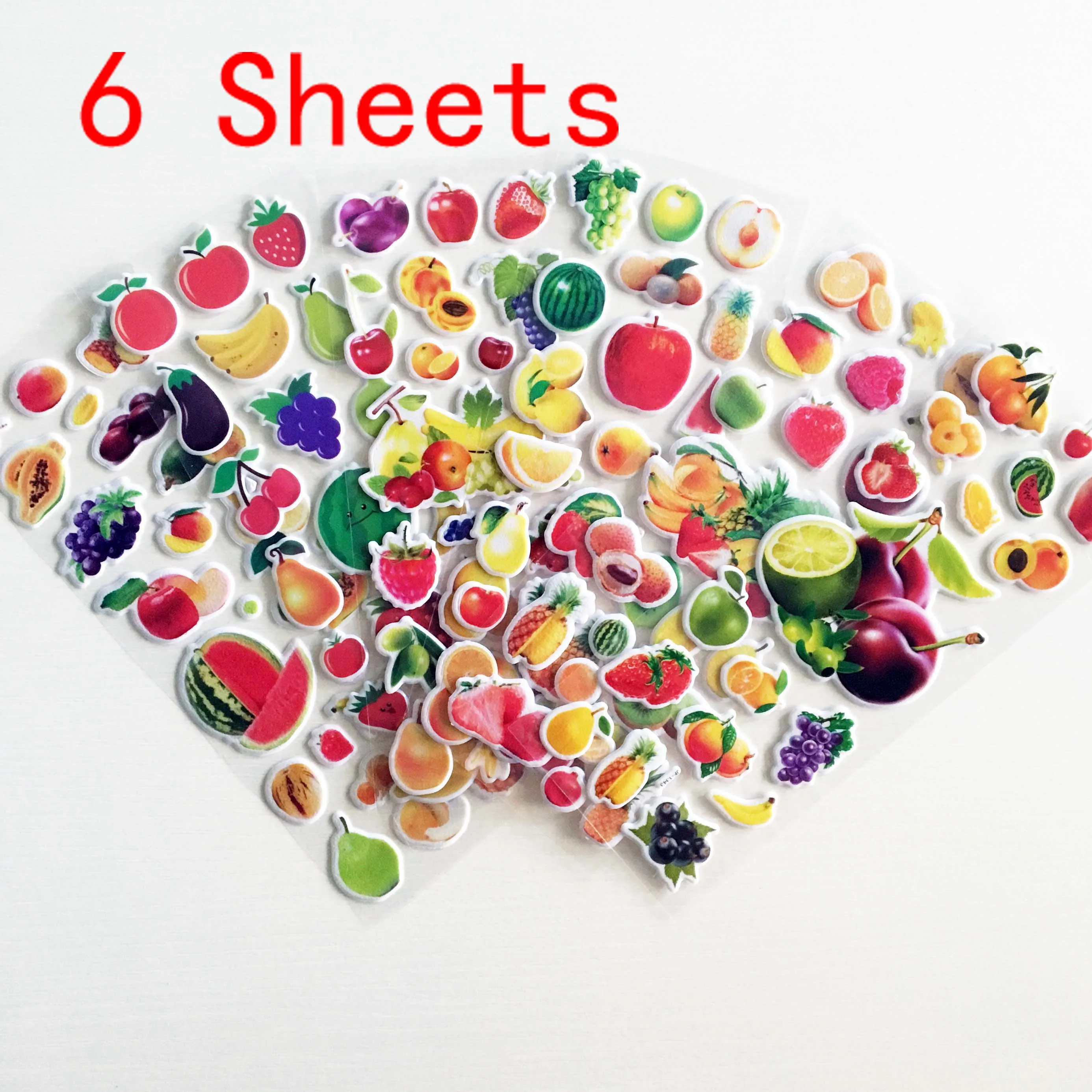 fruit 6 листов милый мультяшный леденец, пирожные наклейки объемные 3D Мультяшные ПВХ Пузырьковые наклейки s для девочек/мальчиков подарок на день рождения Детские игрушки - Цвет: fruit