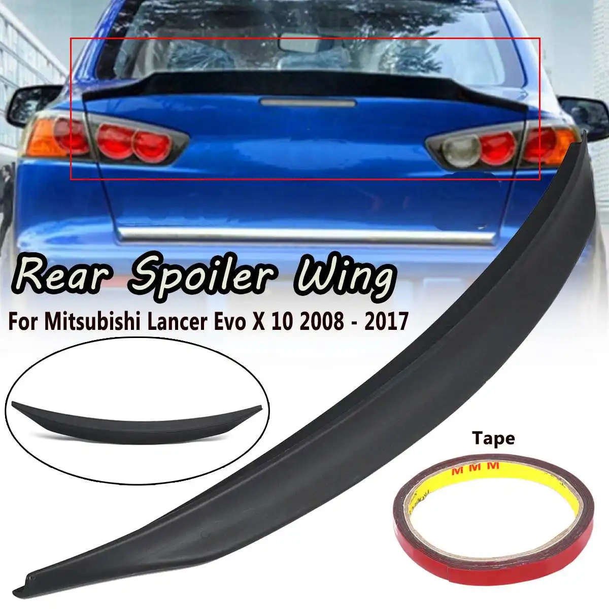

ABS Car Rear Trunk Lip Spoiler Guard Flow Plate Wing Black For Mitsubishi Lancer Evo X 10 2008 - 2012 2013 2014 2015 2016 2017