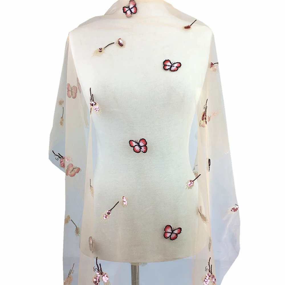 2019 новая бабочка Вышивка Тюль Кружева пайетки бисерная сетка кружевная ткань для