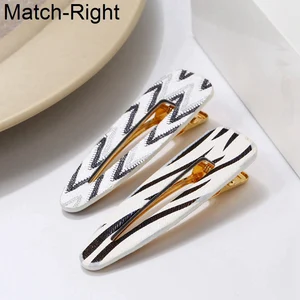 Match-Right 2 шт.компл. модная женская кожаная заколка для волос зебры заколки для волос геометрические заколки для волос аксессуары для волос NR319