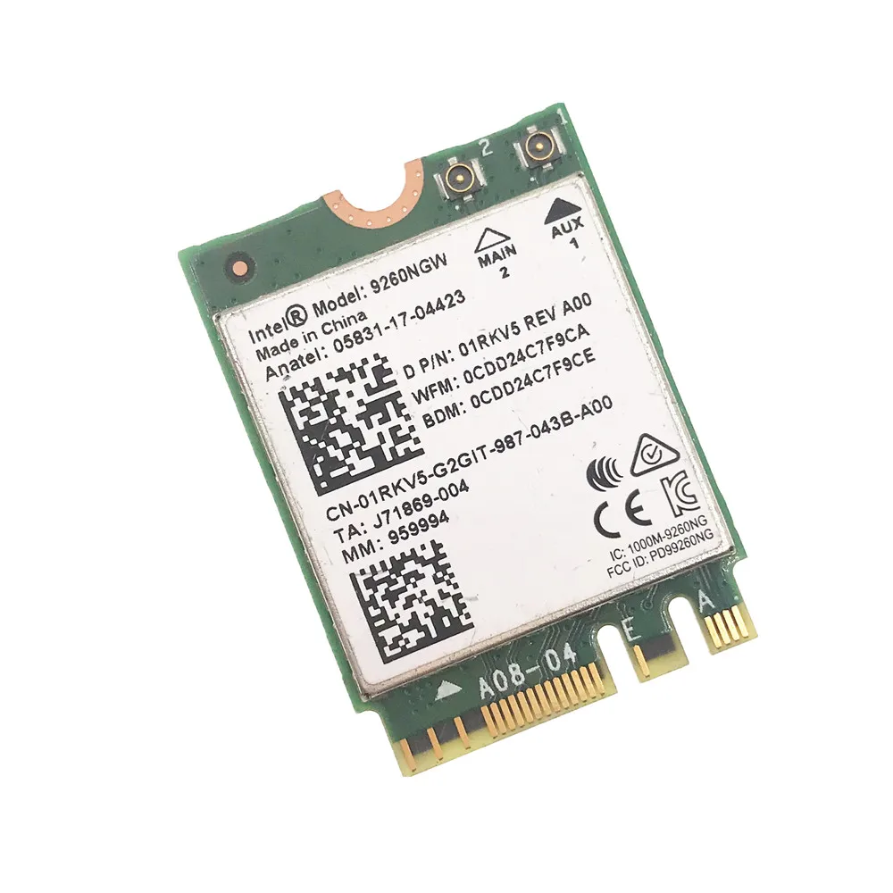 Для Intel 9260 9260NGW AC 1730 Мбит/с 2 4G/5 ГГц NGFF 802.11ac Wifi Bluetooth 5 0|Сетевые карты| |