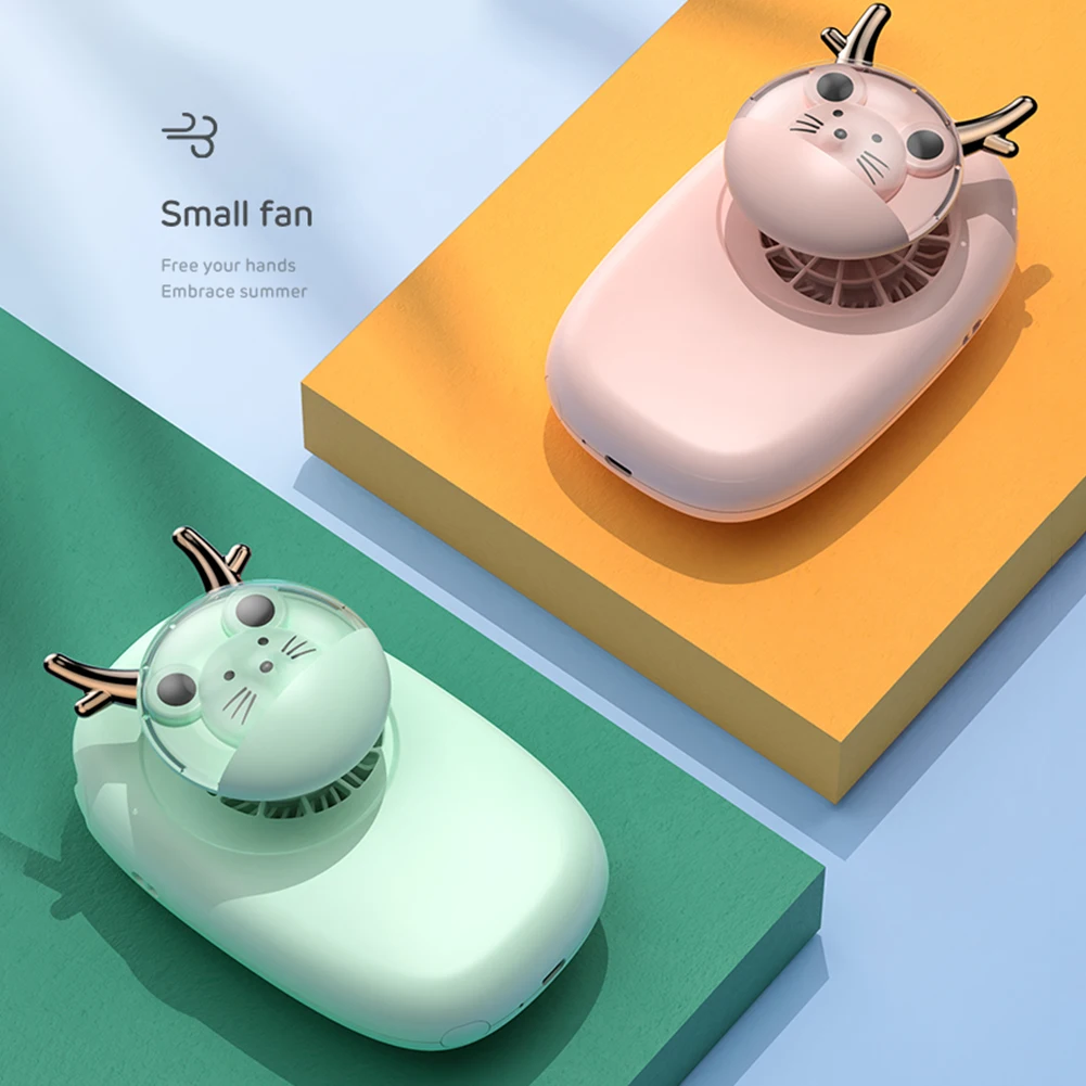 Подвесной веер для шеи милый мультяшный домашних животных Ручной Веер без