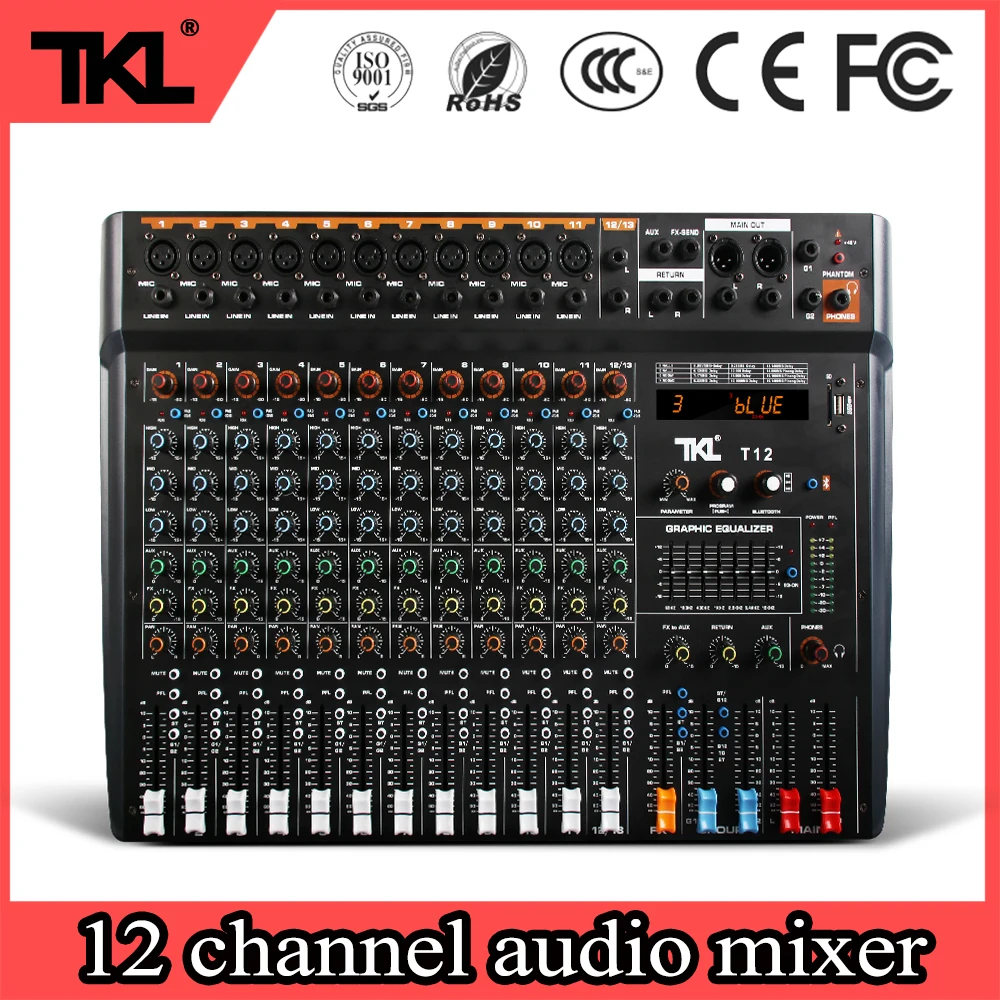 TKL T12 Профессиональный 12 канальный аудио DJ миксер Bluetooth звуковой караоке