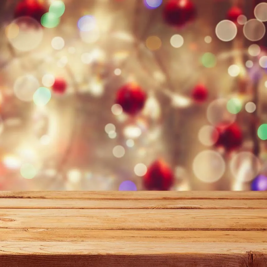 

10x10 футов Рождество праздник пустой деревянный стол над зимним боке пользовательские фото фоны студия фоны винил 300 см x 300 см