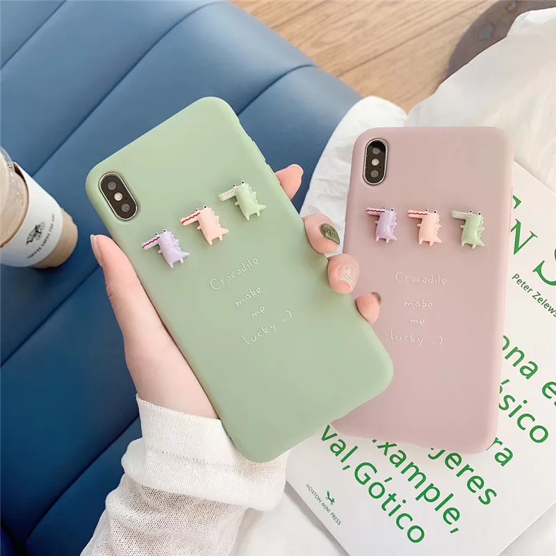 3D Cute Cartoon Crocodile Candy Color Phone Case For iPhone 11 Pro Max X Xsmax XR 7 Puls 6 6S 8Puls Cases Soft Silicon Cover |