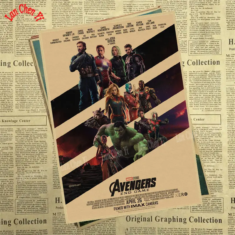 Зеленый Marvel Фильм Мстители: эндшпиль крафт-бумага плакат художественный напечатанный номер живопись наклейки на стену - Цвет: Зеленый