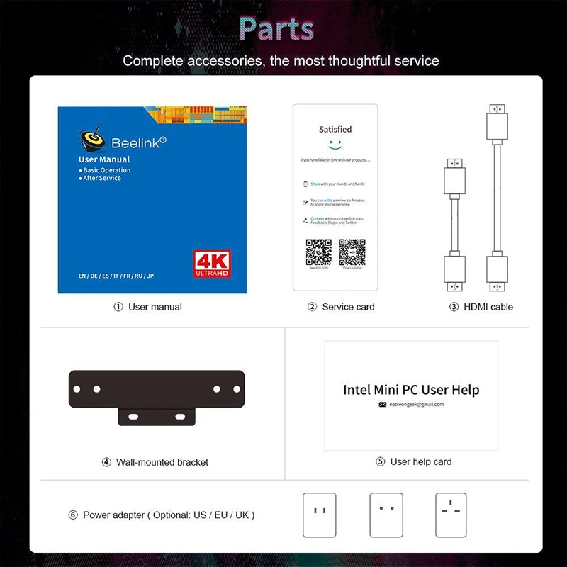 Мини-ПК Beelink bt4 intel atom x5-Z8500 4 k lpddr3 4g/64g 2 4g/5g duplo wifi 1000 m lan hdmi + vga usb3.0 |