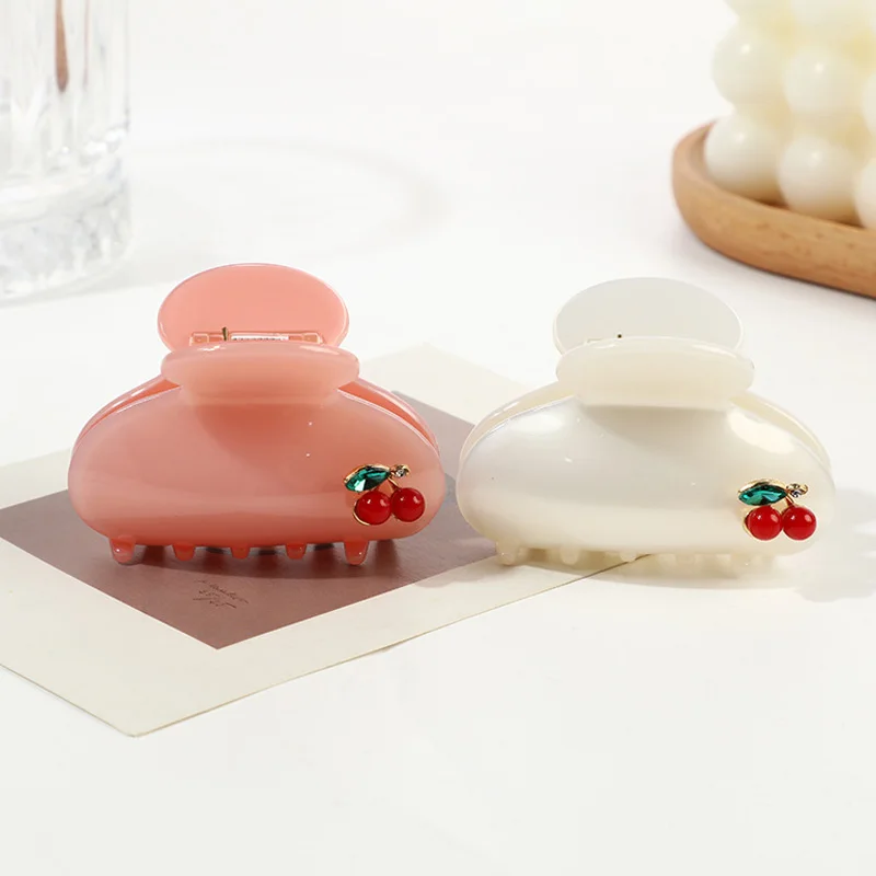 

Sweet Small Acetate Hair Clip for Women Girls Hair Claw Chic Cherry Barrettes Solid Crab Hairpins Sweet Fashion Hair Accessories