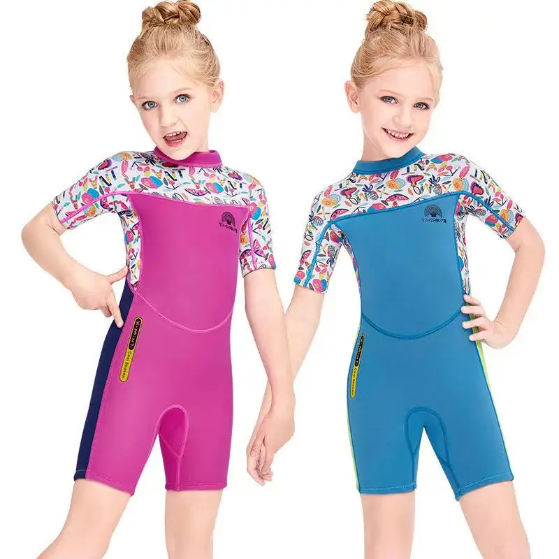 

Kids Diving Suit Short Neoprenes 2.5mm Girls Wetsuit Children For Keep Warm One-piece Wetsuits UV Protection Swimwear