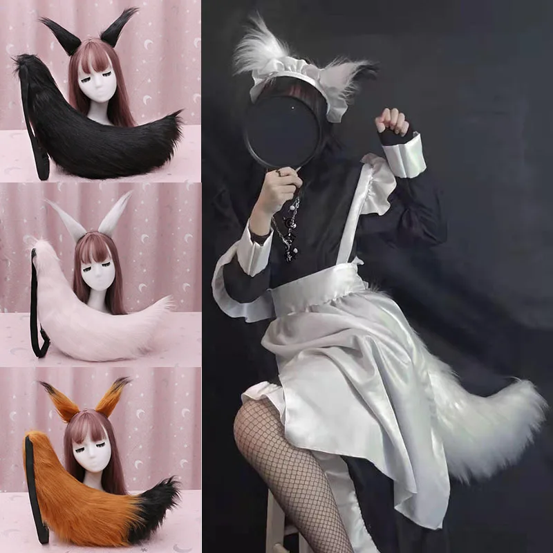 cosplay wolf tail plush fox ears dog foxtail halloween party performance props accessories animal |