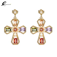 baroque pendientes vintage drop cross earrings jewelry crystal piercings kolczyki krzyze large earrings brincos luxury jewelry
