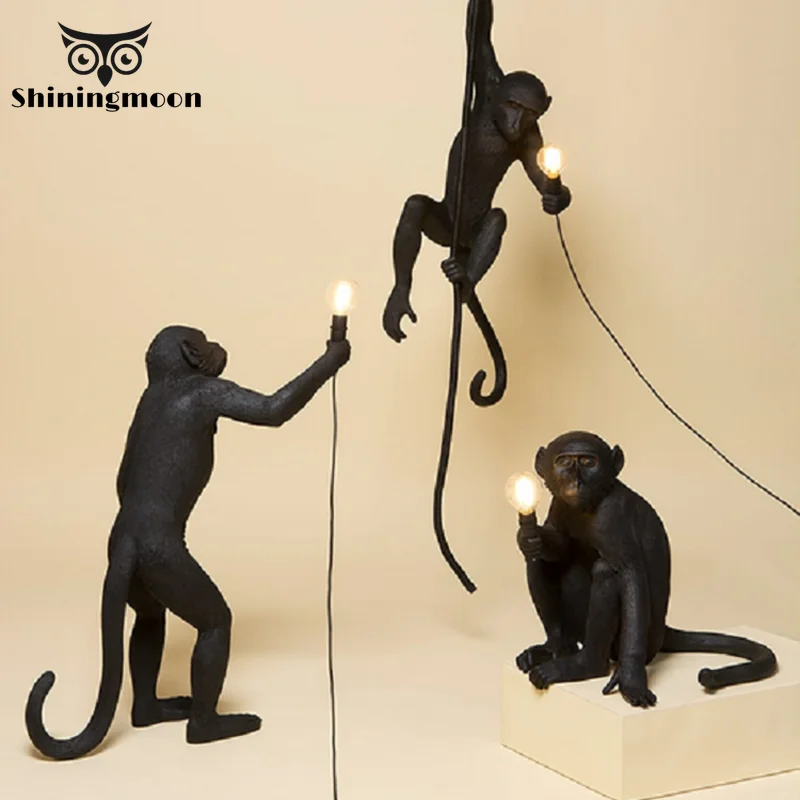Современная лампа в форме обезьяны настенная художественное освещение