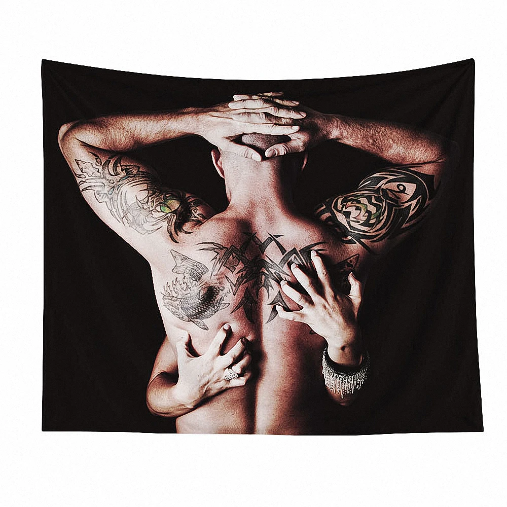 

Passionately kissing couple Sexy Artistic Poster Background Hanging Cloth Tapestry Mural Curtain Banners Beach Towel Home Decor