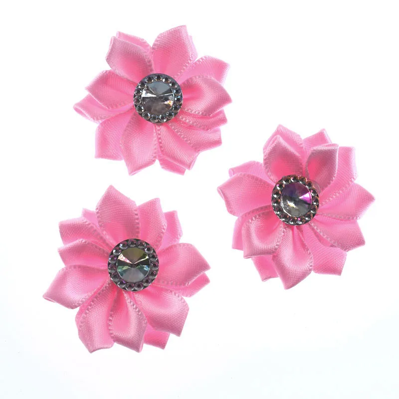 20Pcs Size 1.8" Pink Satin ribbon flowers for packing gift craft wedding decoration handmade flower 4.5cm | Дом и сад