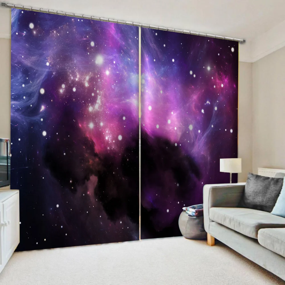 

Modern Home Decoration Living Room Curtains 3d purple sky stars curtains windproof thickening blackout curtain