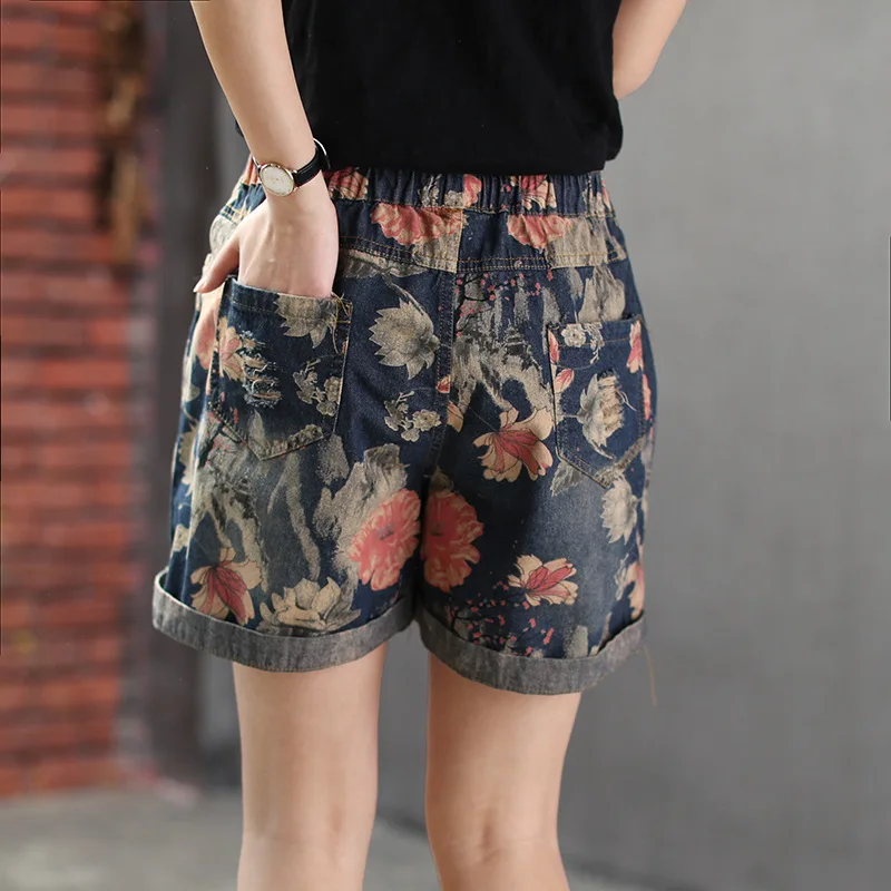 Женские джинсовые шорты Max LuLu винтажные свободные брюки из денима с цветочным
