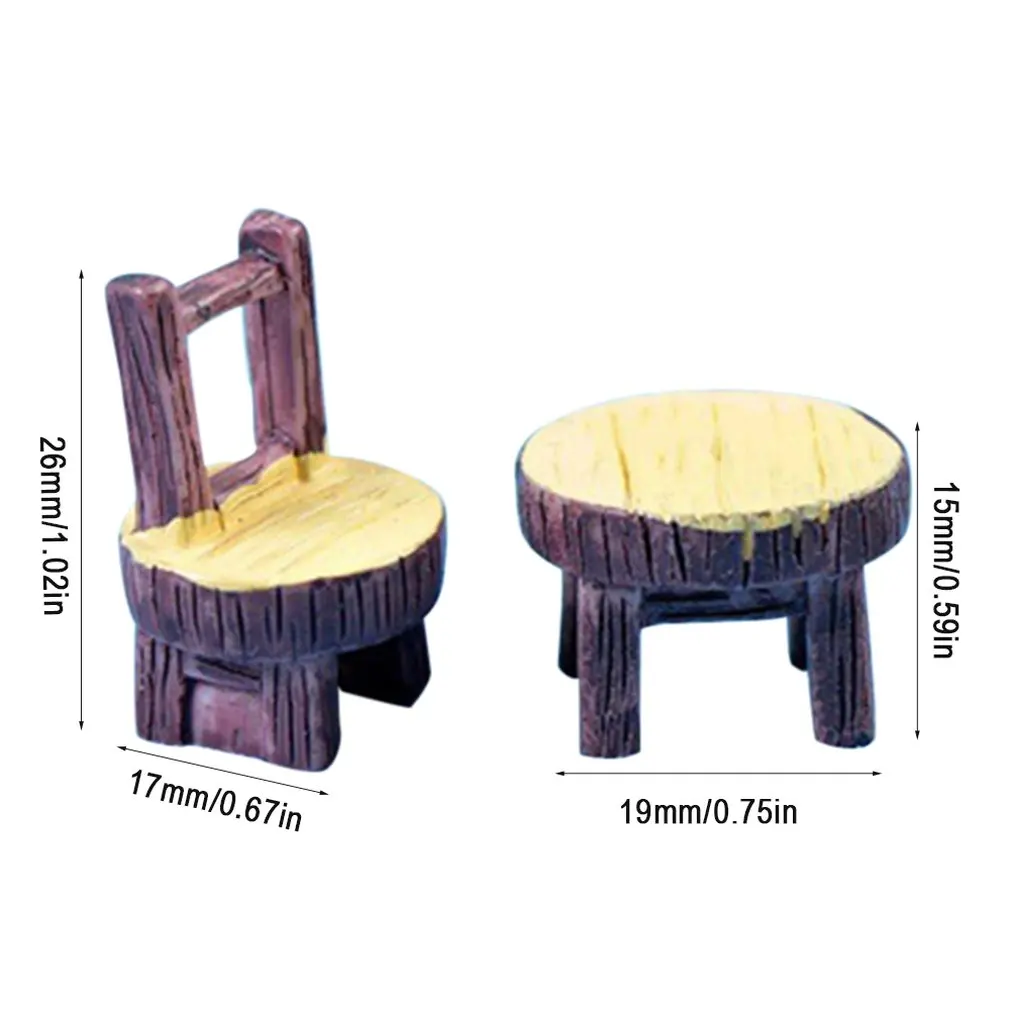 Мох микро-пейзаж суккулент растение украшение круглый стол и стул смолы ремесло