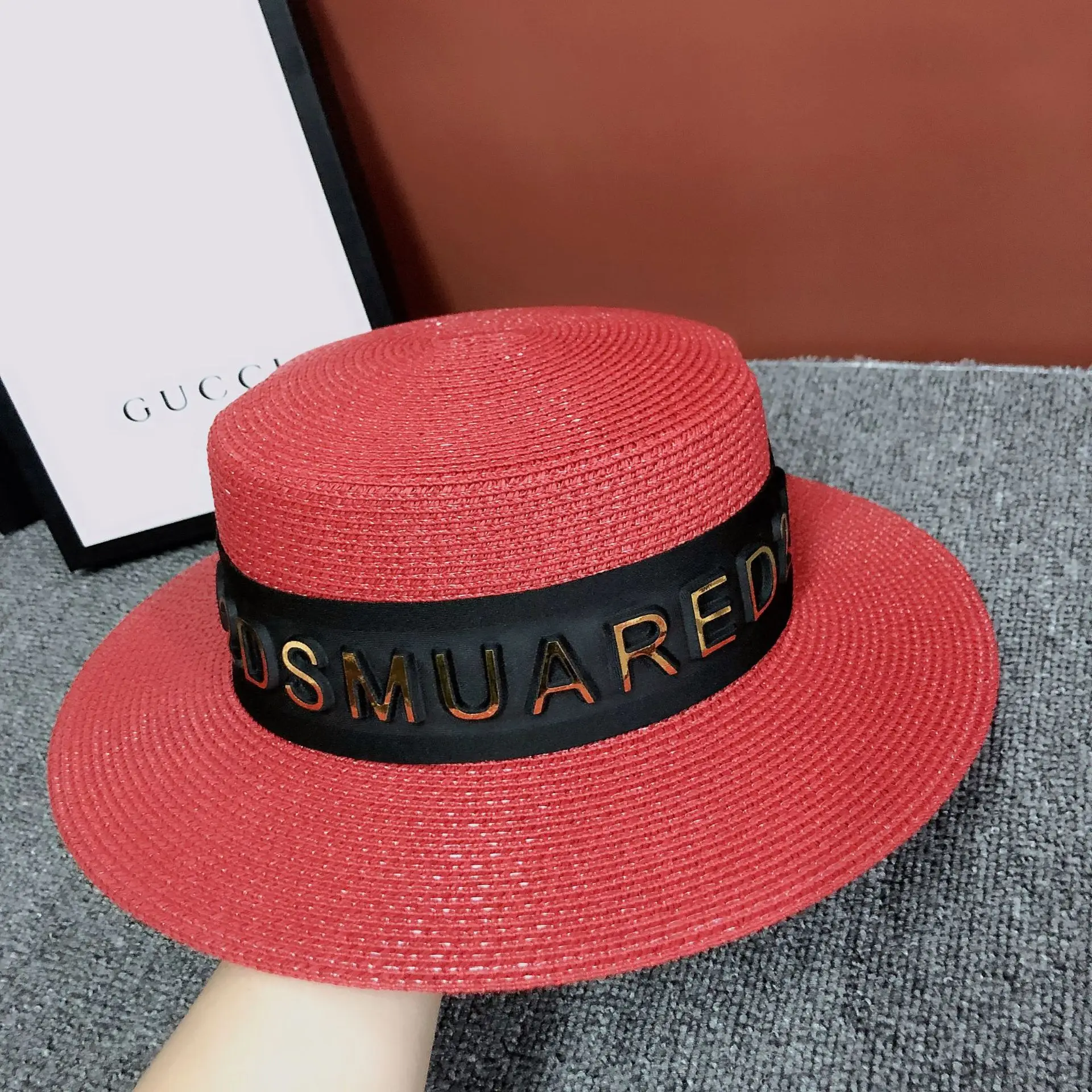 Шляпа Женская в британском стиле Панама с 3D надписью Соломенная летняя |