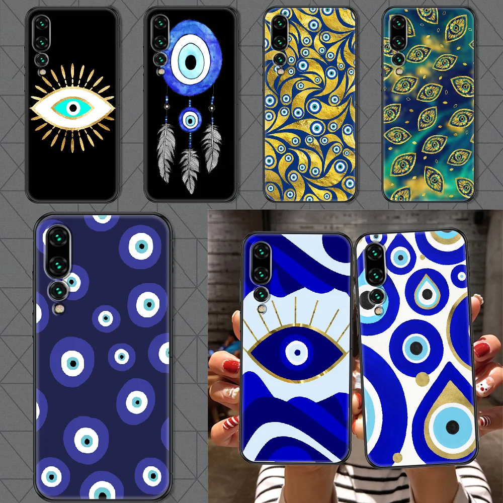 Nazar Boncuğu Evil eye Phone case For Huawei P Mate P10 P20 P30 P40 10 20 Smart Z Pro Lite 2019 black soft coque painting