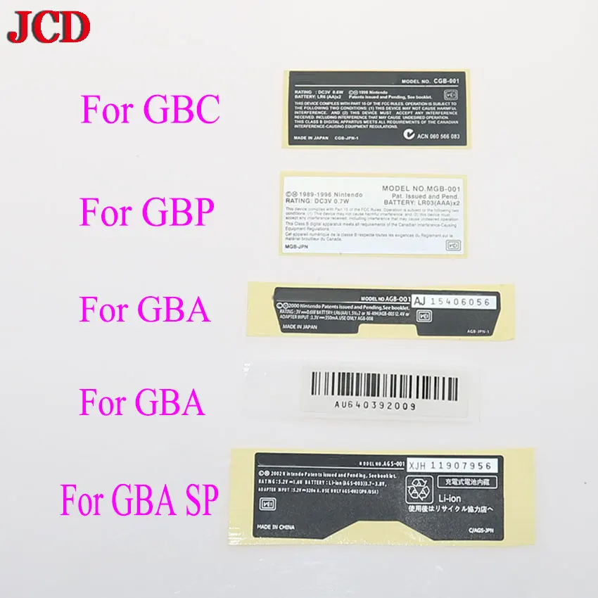 JCD 1PCS For GBA/ GBA SP/ GBC Game Console New Lables Back Stickers replacement for Gameboy Advance/ SP/ Color
