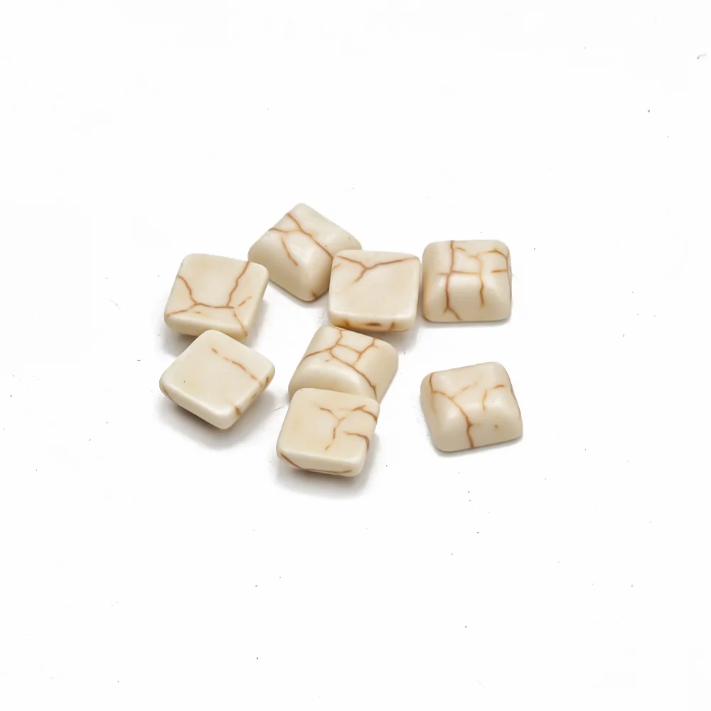 Бусины MEIBEADS 10 шт./лот в форме квадрата белые бусины Howlite с плоским основанием из