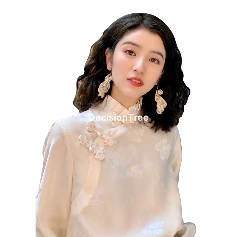 2021 традиционные китайские Кружевные Рубашки Топы в китайском стиле Ципао