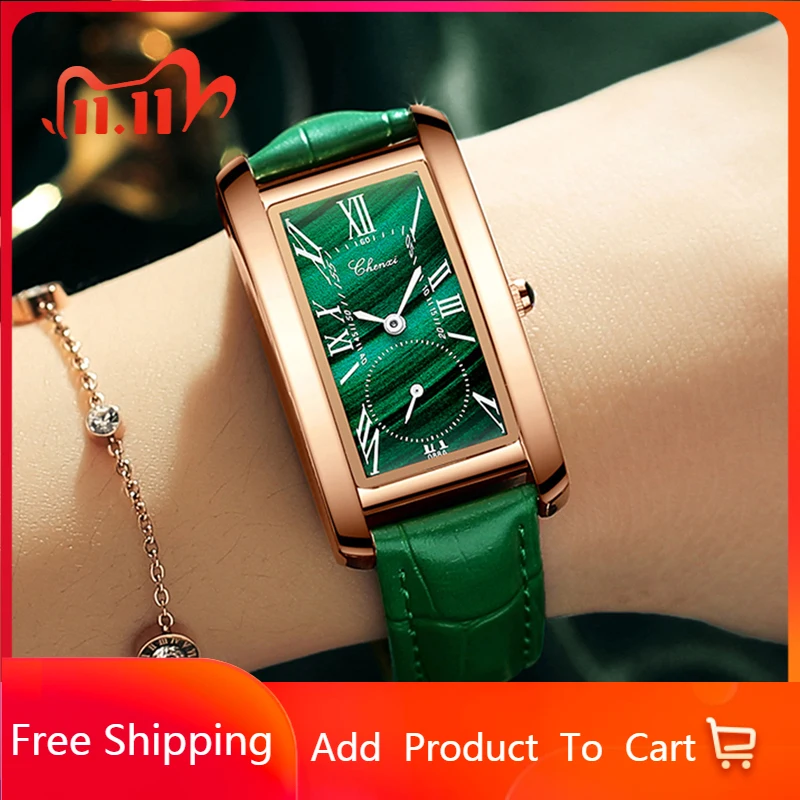 

CHENXI Top Brand Luxury Women Elegant Quartz Watch Malachite Green Casual Waterproof Leather Ladies Wristwatch Relogio Feminino