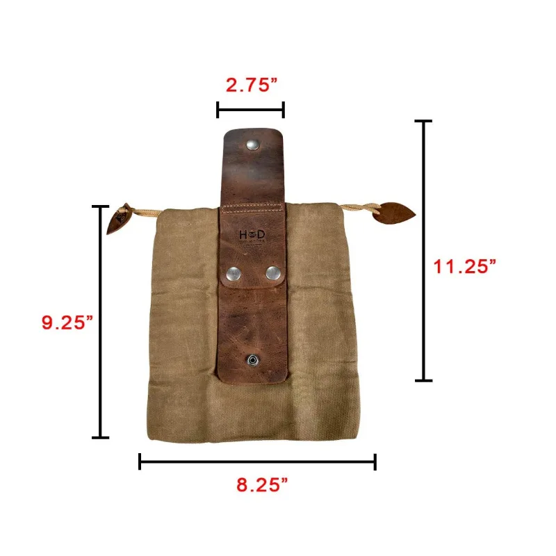 

Foldable Drawstring Waist Pouch with Leather Cover & Buckle Canvas Tool Bag Heavy Duty Pocket for Outdoors Camping Dropshipping