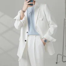 OIMG – veste de costume pour hommes, légère, de style mature, drapée, légèrement ample, décontractée, collection automne  (2)