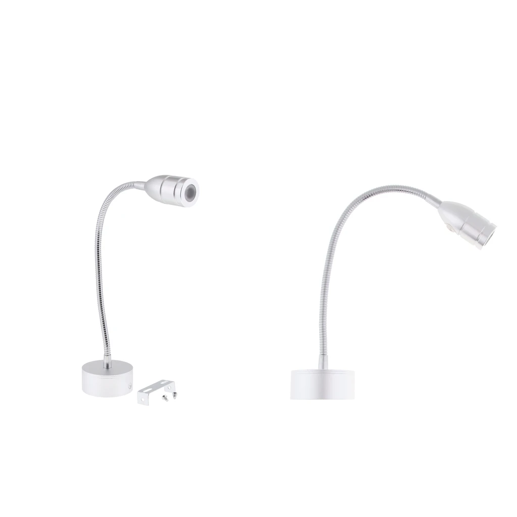 

2pieces 2W LED Flexible Gooseneck Reading Chart/map Light with Switch Silver