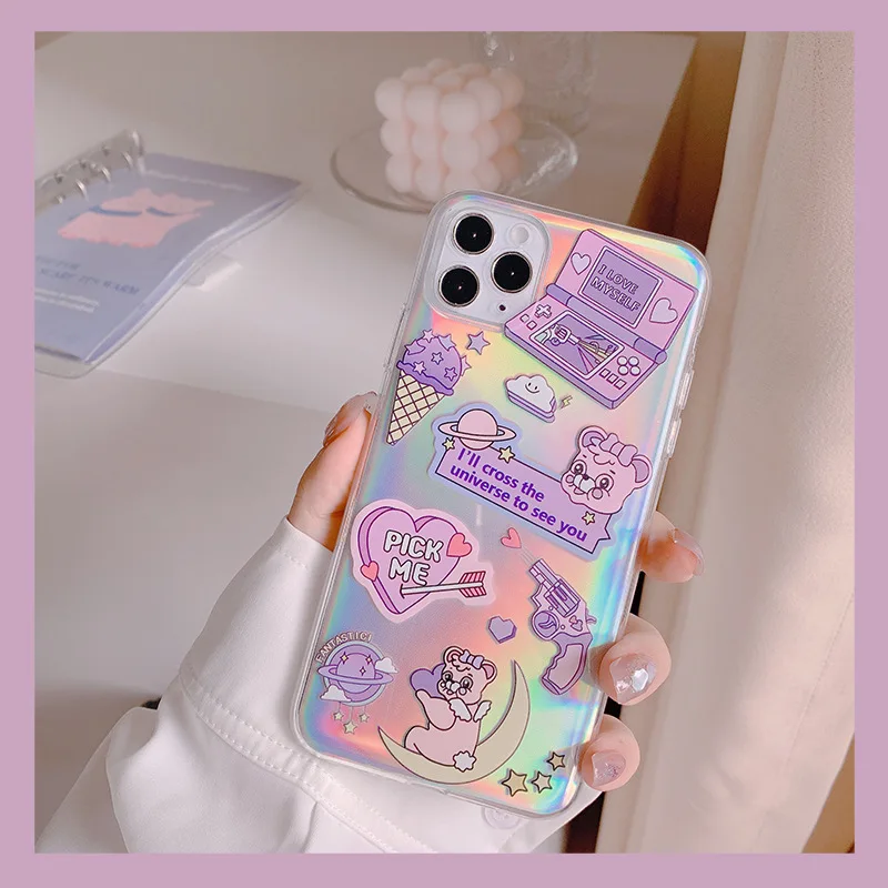 

Vintage Laser Cartoon Purple Game Console Case For iPhone 11 11PROMAX 11PRO 12 12min 12Pro 12ProMax X XS XSMAX XR Soft Cover