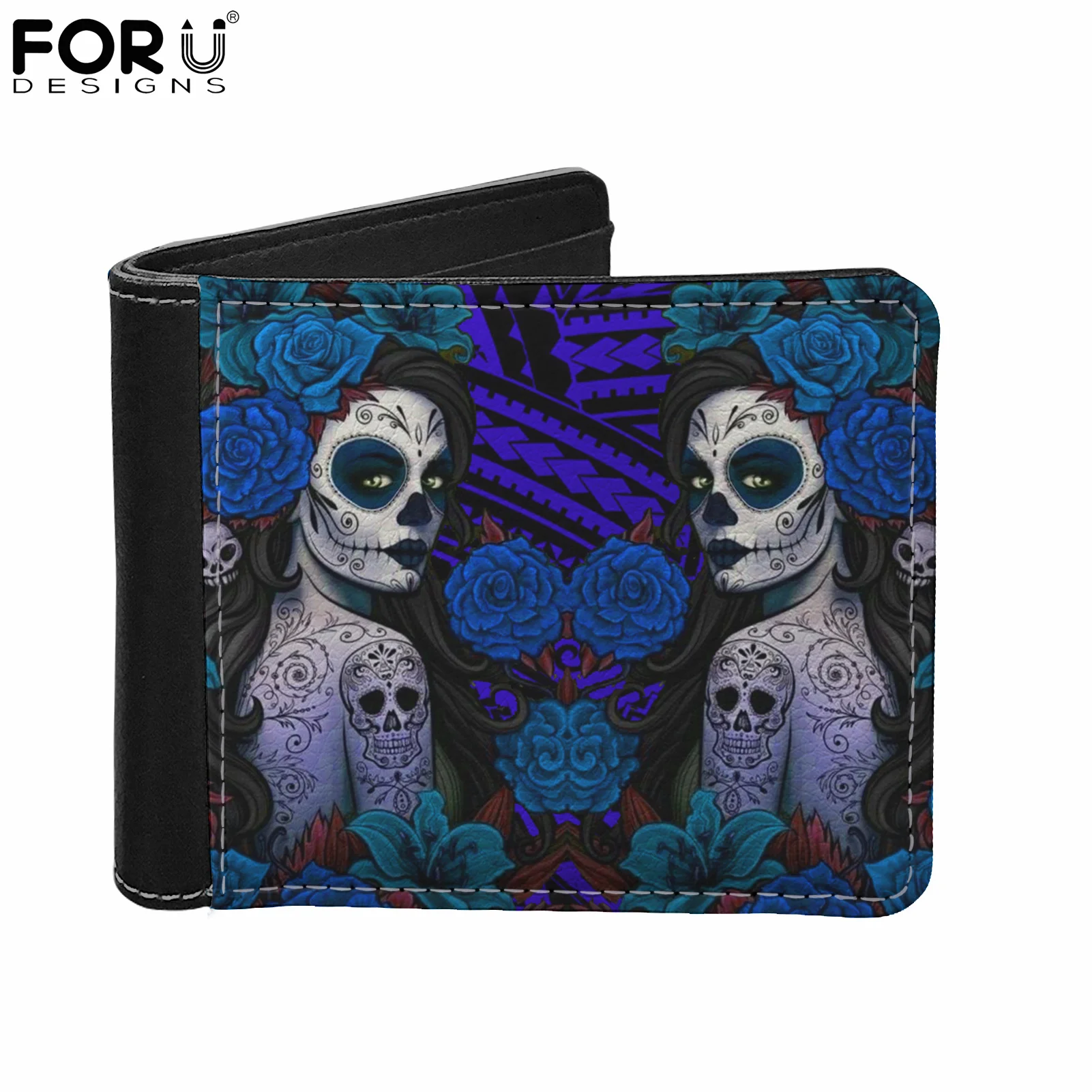 

FORUDESIGNS Polynesian Gothic Girls Pattern Men's Moneybag for Boys Luxury Leather Card Holder Wallets Male Coin Purse tarjetero