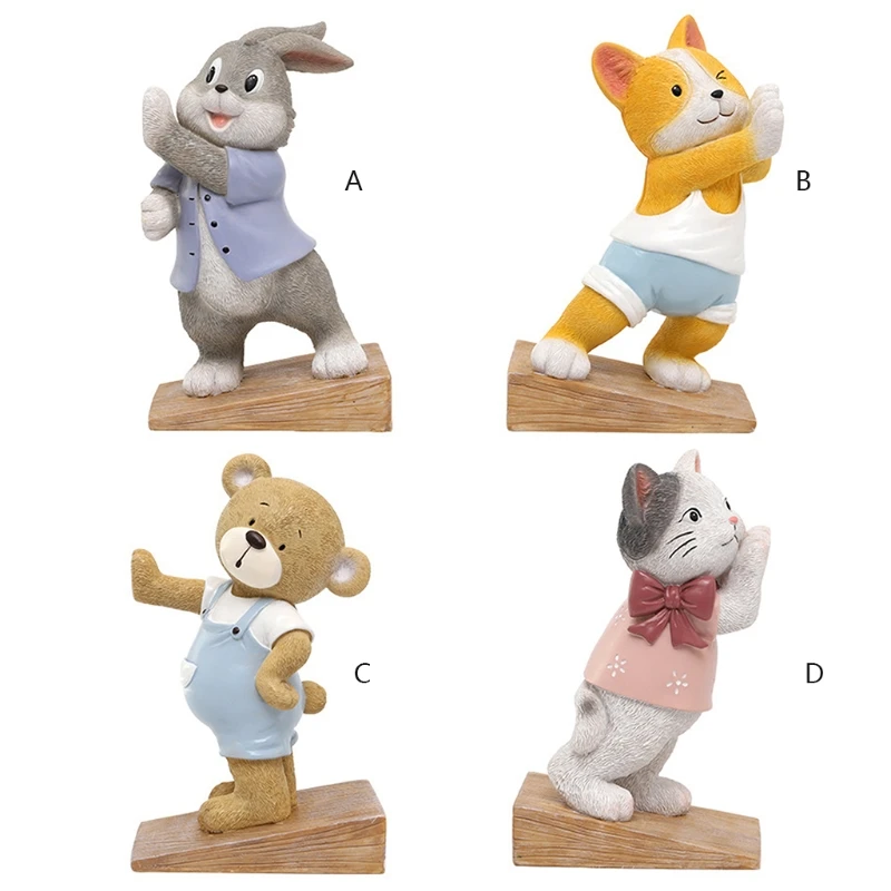 

Creative Cartoon Animal Door Stop Cute Resin Bunny Dog Bear Cat Statue Wedge Stopper Home Office Bookend Decoration