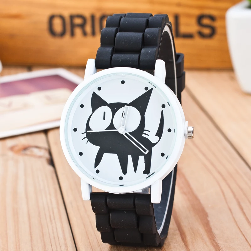 

Children Cartoon Watches Luxury Brand Lovely Cat Watch Women Silicone Quartz Watch Kids Jelly Watches Relogio Feminino For Gift