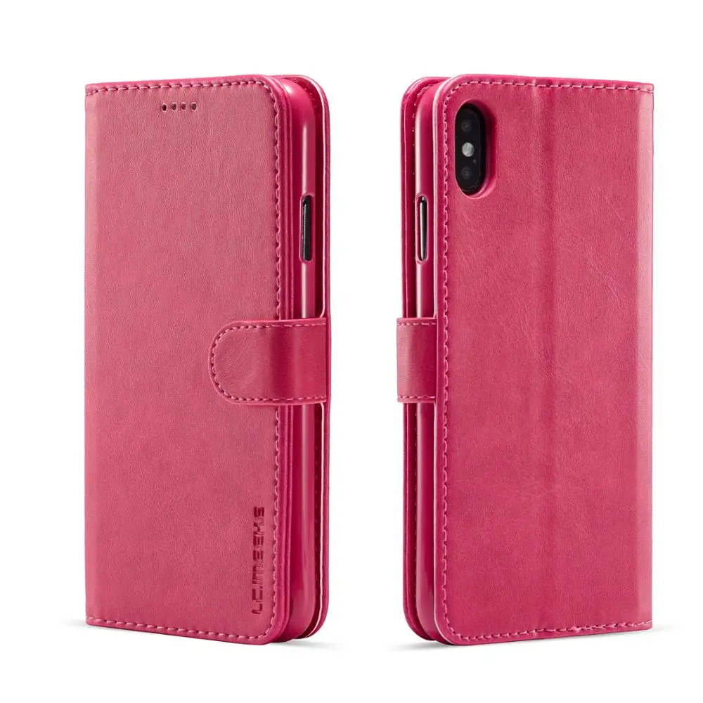 Pink Кожаный чехол для iPhone 11 Pro Max 11 Pro 11 простой Гладкий флип-чехол-бумажник для iPhone XS Max XR XS X 7 8 6 6S Plus - Цвет: Pink