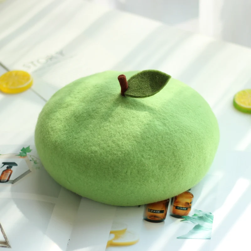 

Chesapeake 's lovely little soft sister leaves painter fruit pumpkin hat green apple wool beret