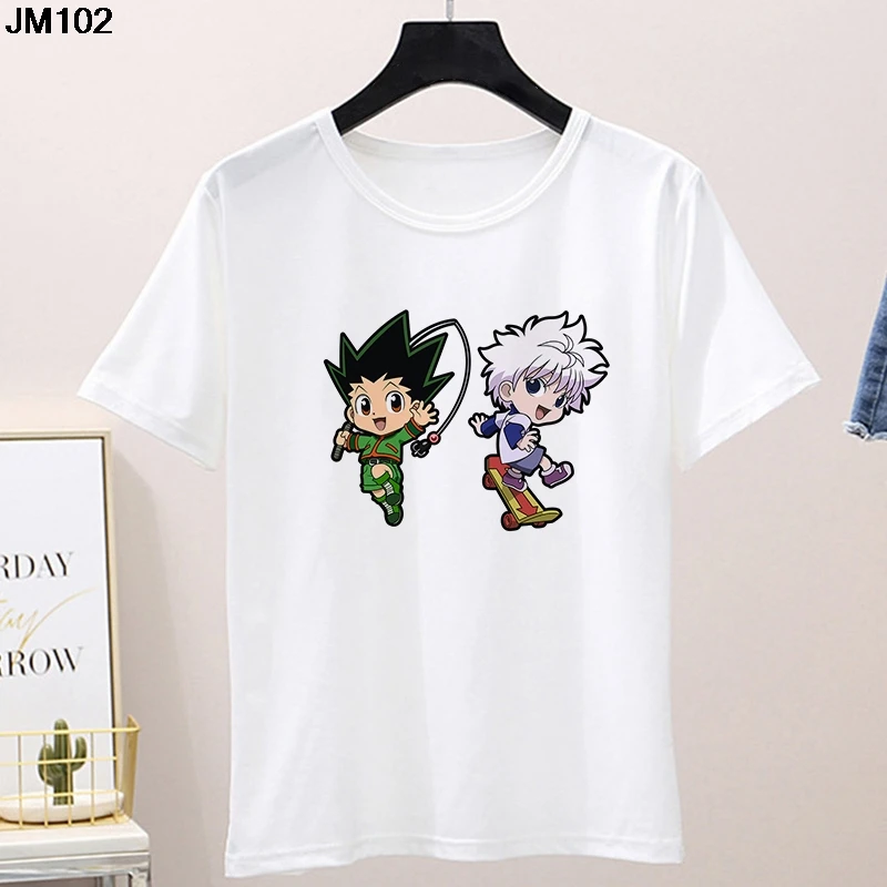 

Женские топы с принтом охотника в стиле Харадзюку, футболка с японским аниме, женская футболка, летняя Модная белая женская одежда с коротки...