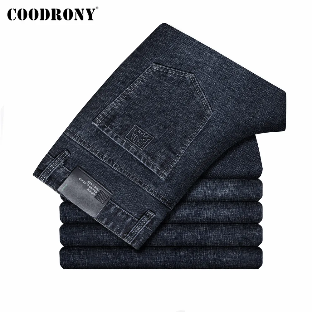 COODRONY Brand Autumn Winter New Arrival Denim Jeans Men Clothing High Quality Soft Cotton Trousers Business Casual Pants C9041