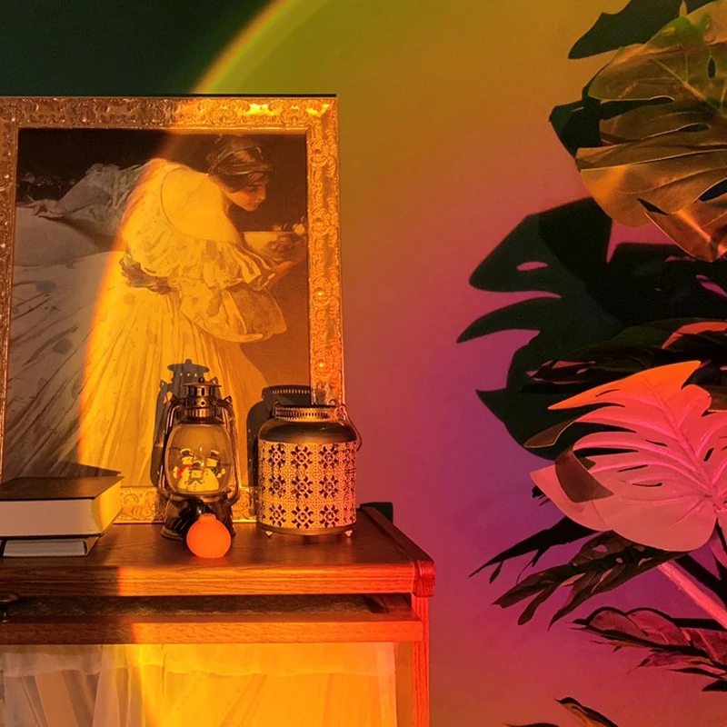 

Sunset Projection Lamp USB Led Night Light Wall Lamp Rainbow Photography Background for Home Living Room Bedroom Decor Desk lamp