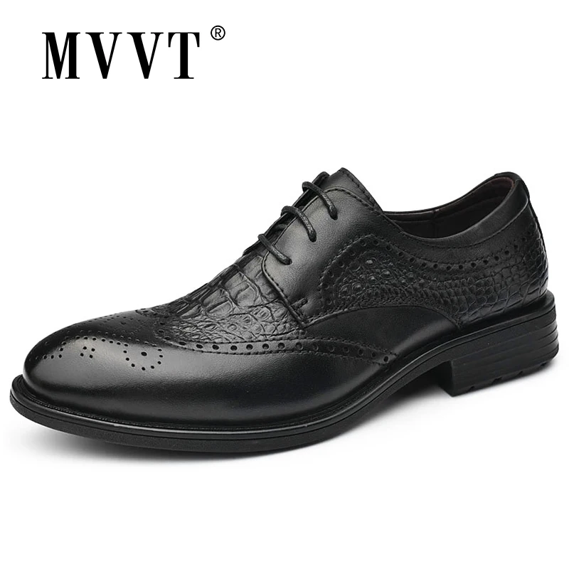 

Fashion Cow Leather Oxfords Men Dress Shoes Business Men Genuine Leather Shoes Lace-Up Formal Shoes Crocodile Pattern Footwear