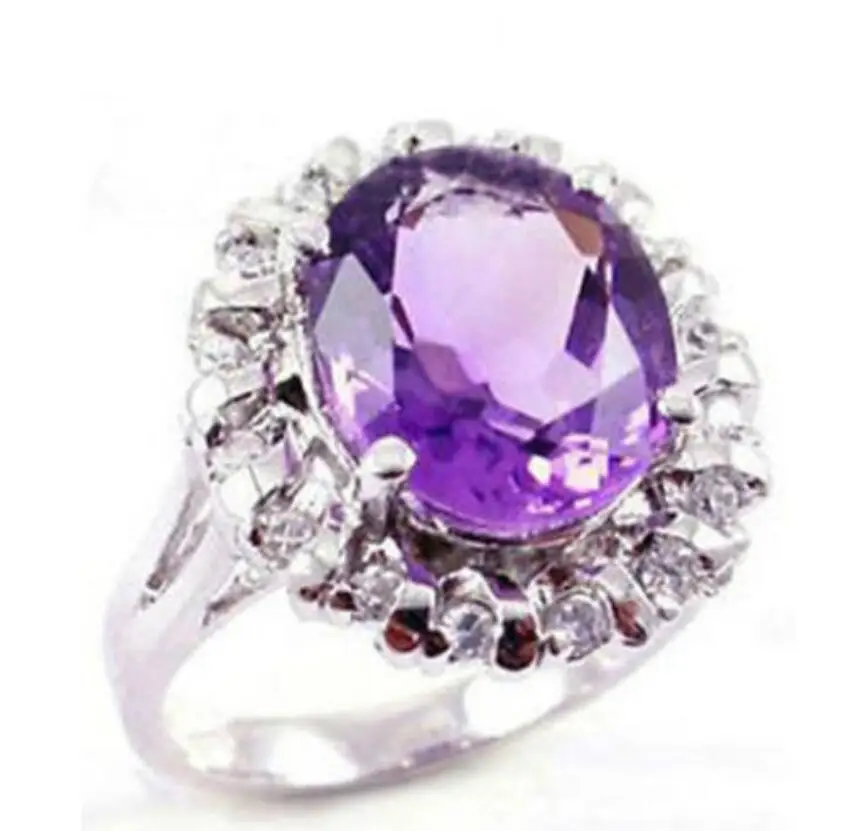 Красивая Серебряная пластина фиолетовое кольцо из циркона часы оптом кварцевый