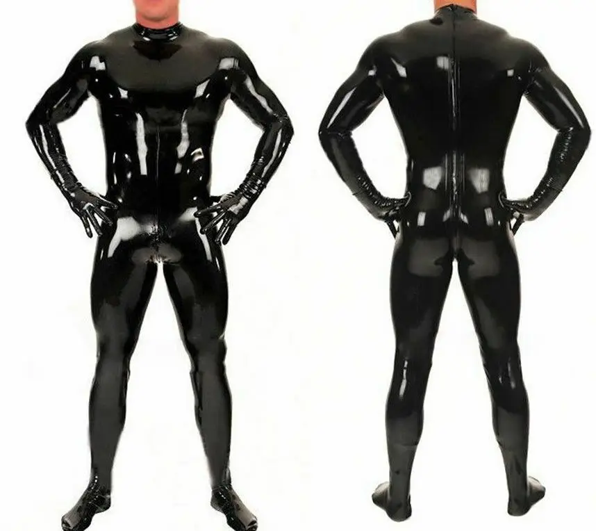 Женский латексный костюм 100% резиновые черные колготки Gummi Catsuit Размер 0 4 мм -