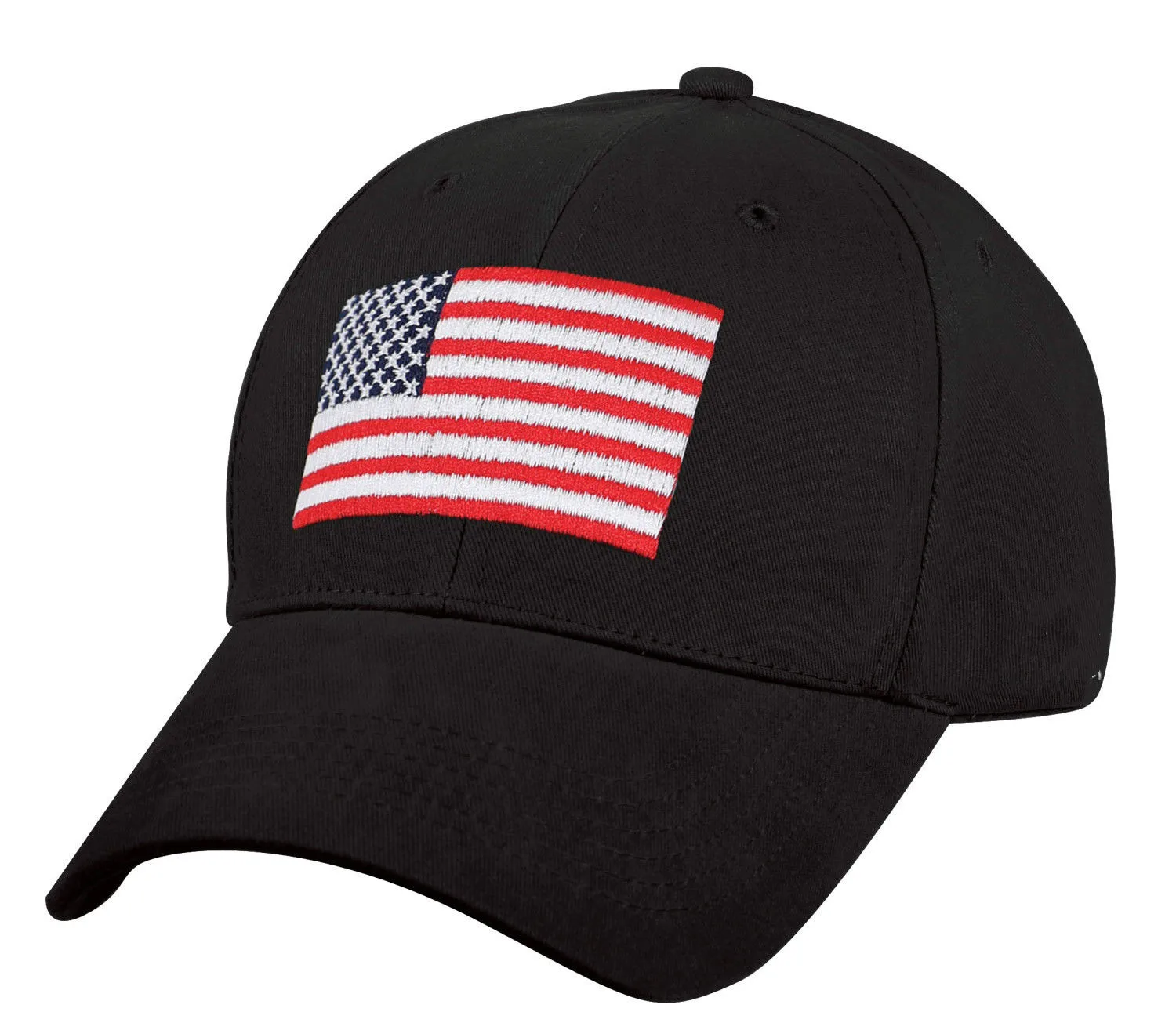 

Printed US Patriotic USA Flag Low Profile Baseball Cap Black Hat